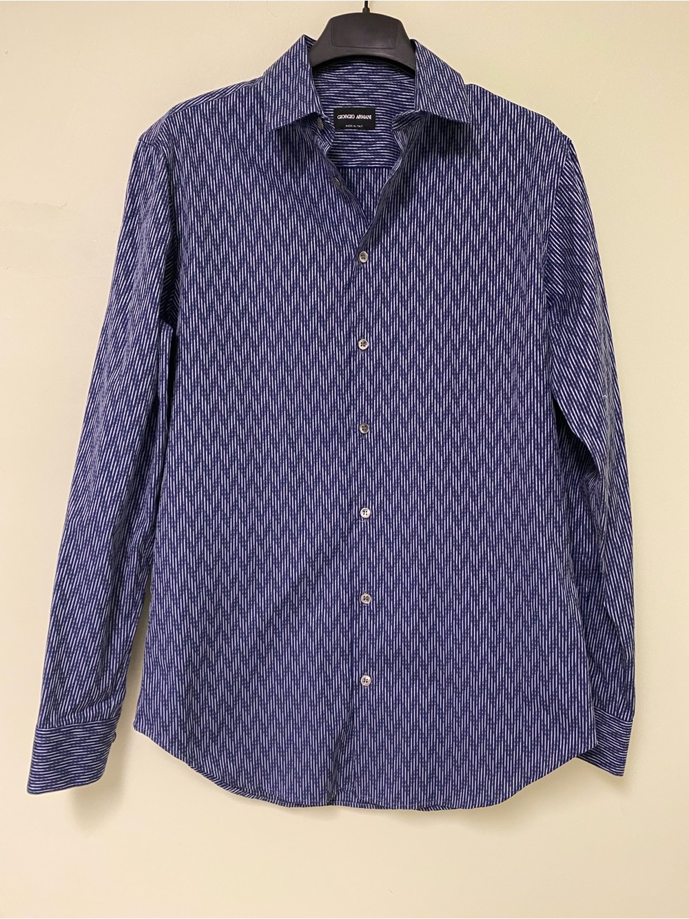 Giorgio Armani Men's Navy Geometric Print Dress Shirt